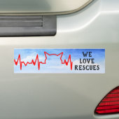 Kat hartslag, We houden van reddingsmiddelen, troe Bumpersticker (Op auto)