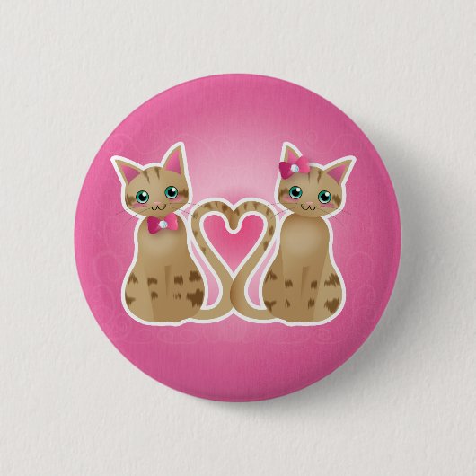 Kat hartvinger-knop ronde button 5,7 cm (Voorkant)