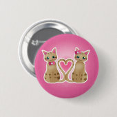 Kat hartvinger-knop ronde button 5,7 cm (Voorkant /achterkant)