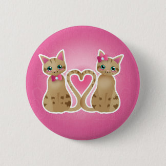 Kat hartvinger-knop ronde button 5,7 cm