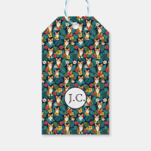Kat Hawaïaans shirt stijl patroon tropische gember Cadeaulabel