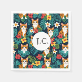 Kat Hawaïaans shirt stijl patroon tropische gember Servet