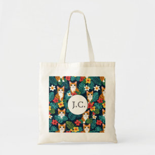 Kat Hawaïaans shirt stijl patroon tropische gember Tote Bag
