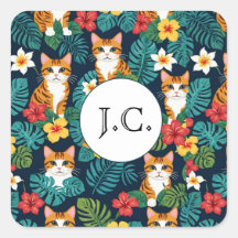 Kat Hawaïaans shirt stijl patroon tropische gember