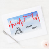 Kat Heartbeat, We houden van redding, waterverf he Rechthoekige Sticker (Envelop)