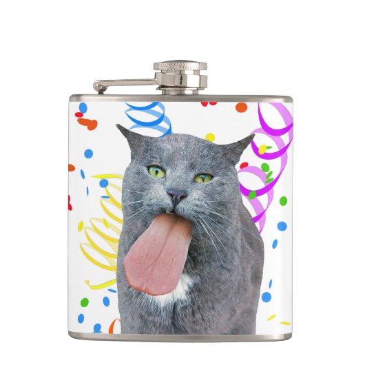 Kat heeft je tong? heupfles (Voorkant)