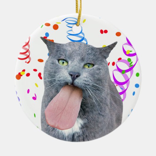 Kat heeft je tong? Keramisch Ornament (Voorkant)