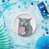 Kat heeft je tong? papieren bordje (Feest)