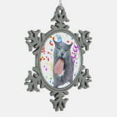 Kat heeft je tong? tin sneeuwvlok ornament (Links)