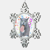 Kat heeft je tong? tin sneeuwvlok ornament (Rechts)