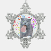 Kat heeft je tong? tin sneeuwvlok ornament (Voorkant)