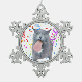 Kat heeft je tong? tin sneeuwvlok ornament