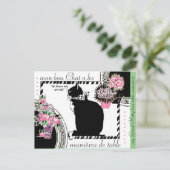 "KAT HEEFT TABLE MANNERS"  GARDEN PARTIJ BRIEFKAART (Staand voorkant)