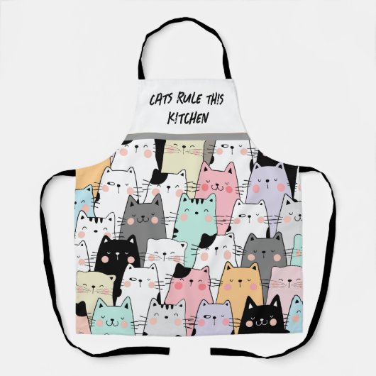 Kat heerst over deze keuken schort (Voorkant)