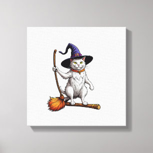 Kat Heks Halloween Hekserij Mystieke Kattenliefheb Canvas Afdruk