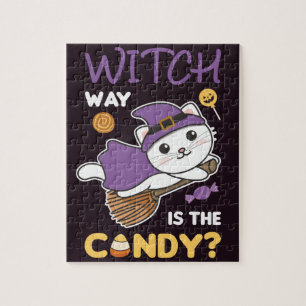 Kat heks way is het Snoep Happy Halloween J Legpuzzel