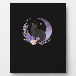 Kat Hekserige Maan Bloemen Pastel Goth Goblincore Fotoplaat