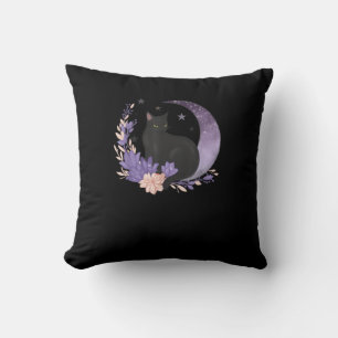 Kat Hekserige Maan Bloemen Pastel Goth Goblincore Kussen