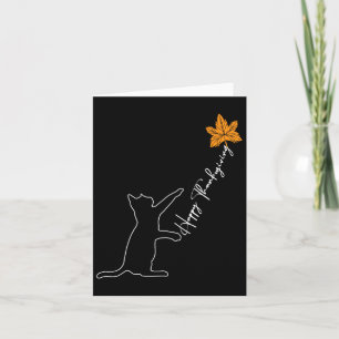 Kat Herfst Leaf Balloon Thanksgiving Day Cute Kitt Kaart