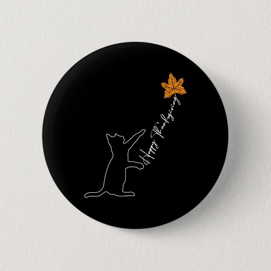 Kat Herfst Leaf Balloon Thanksgiving Day Cute Kitt Ronde Button 5,7 Cm (Voorkant)