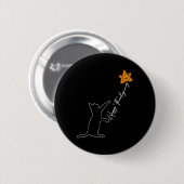 Kat Herfst Leaf Balloon Thanksgiving Day Cute Kitt Ronde Button 5,7 Cm (Voorkant /achterkant)