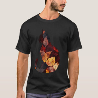 Kat Herfstbladeren Val Natuur Donkerrood Zwart Kat T-shirt