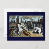 Kat herstelt het op een dak briefkaart (Voorkant / Achterkant)