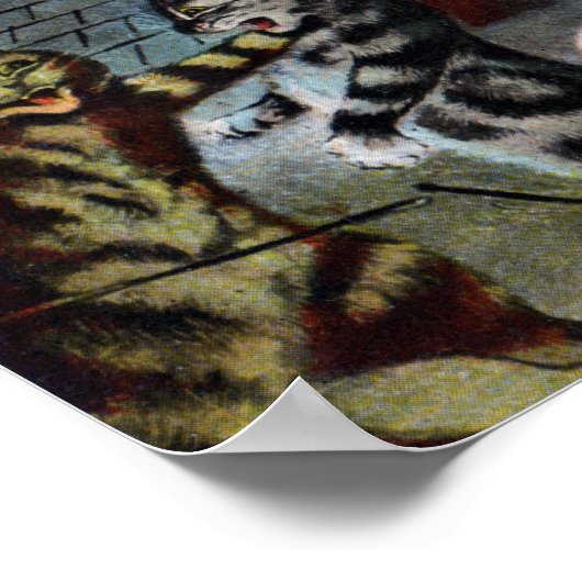 Kat herstelt het op een dak poster (Hoek)