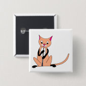 Kat Het afspelen van de Oboe Vierkante Button 5,1 Cm (Voorkant /achterkant)