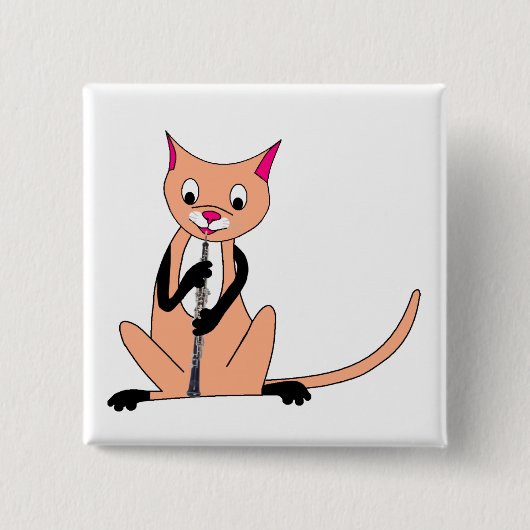 Kat Het afspelen van de Oboe Vierkante Button 5,1 Cm (Voorkant)