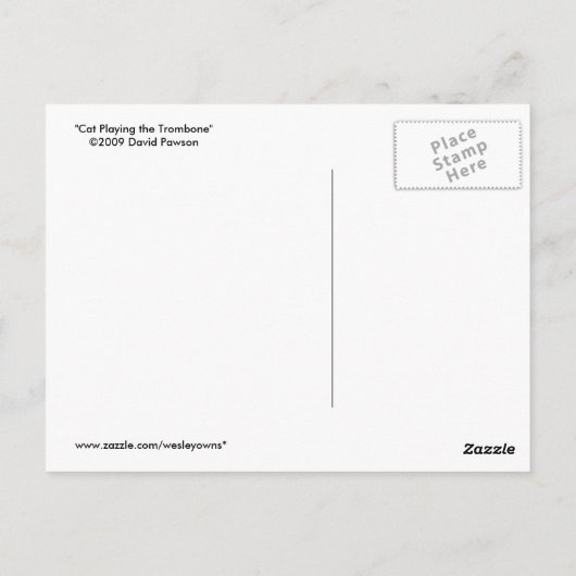 Kat Het afspelen van de Trombone Briefkaart (Achterkant)