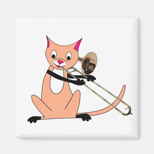 Kat Het afspelen van de Trombone Magneet (Voorkant)