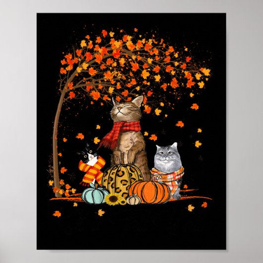 Kat Het is Herfst Y'all Pumpkins Autumn Halloween Poster (Voorkant)