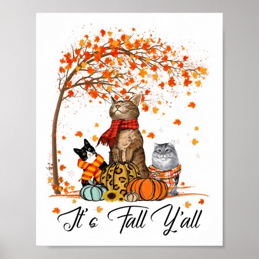 Kat Het is Herfst Y'all Pumpkins Autumn Halloween  Poster (Voorkant)
