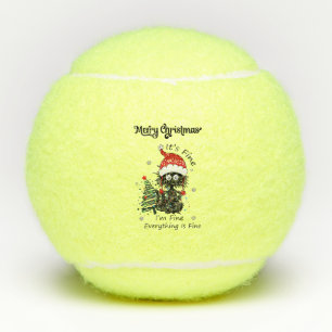 Kat Het is prima Ik ben alles goed met Kerstmis Tennisballen