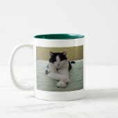 Kat - Het leven is goed Tweekleurige Koffiemok (Links)