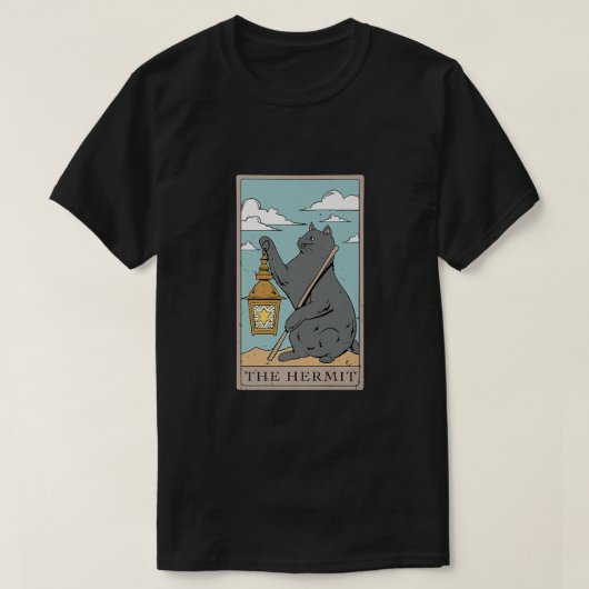 Kat het ontwerp van de Kaart van Hermit Tarot voor T-shirt (Design voorkant)