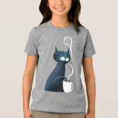 Kat het Testen Theetemperatuur met Staart Tri-Blend Shirt (Voorkant)