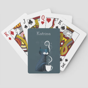 Kat het Testen Theetemperatuur met Staartnaam Pokerkaarten