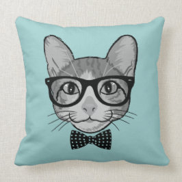 Kat Hipster met Polka Dots Bow Stropdas Kussen