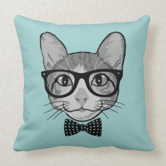 Kat Hipster met Polka Dots Bow Stropdas Kussen