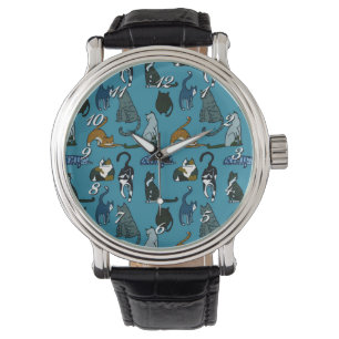 Kat Hoek Kat Patroon Polt Watch Horloge