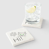 Kat - Hoi! Stenen Onderzetter (Zijkant)