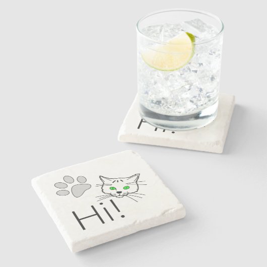Kat - Hoi! Stenen Onderzetter (Zijkant)