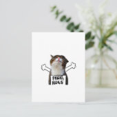 Kat Holding Free Huggen Sign Briefkaart (Staand voorkant)