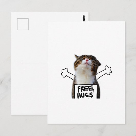 Kat Holding Free Huggen Sign Briefkaart (Voorkant / Achterkant)