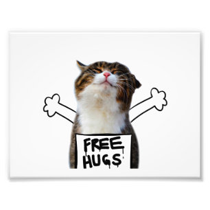 Kat Holding Free Huggen Sign Foto Afdruk