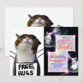 Kat Holding Free Huggen Sign Kaart (Voorkant / Achterkant)