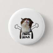 Kat Holding Free Huggen Sign Ronde Button 5,7 Cm (Voorkant)