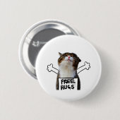 Kat Holding Free Huggen Sign Ronde Button 5,7 Cm (Voorkant /achterkant)